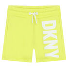 Girls Yellow Logo Shorts, 2, hi-res