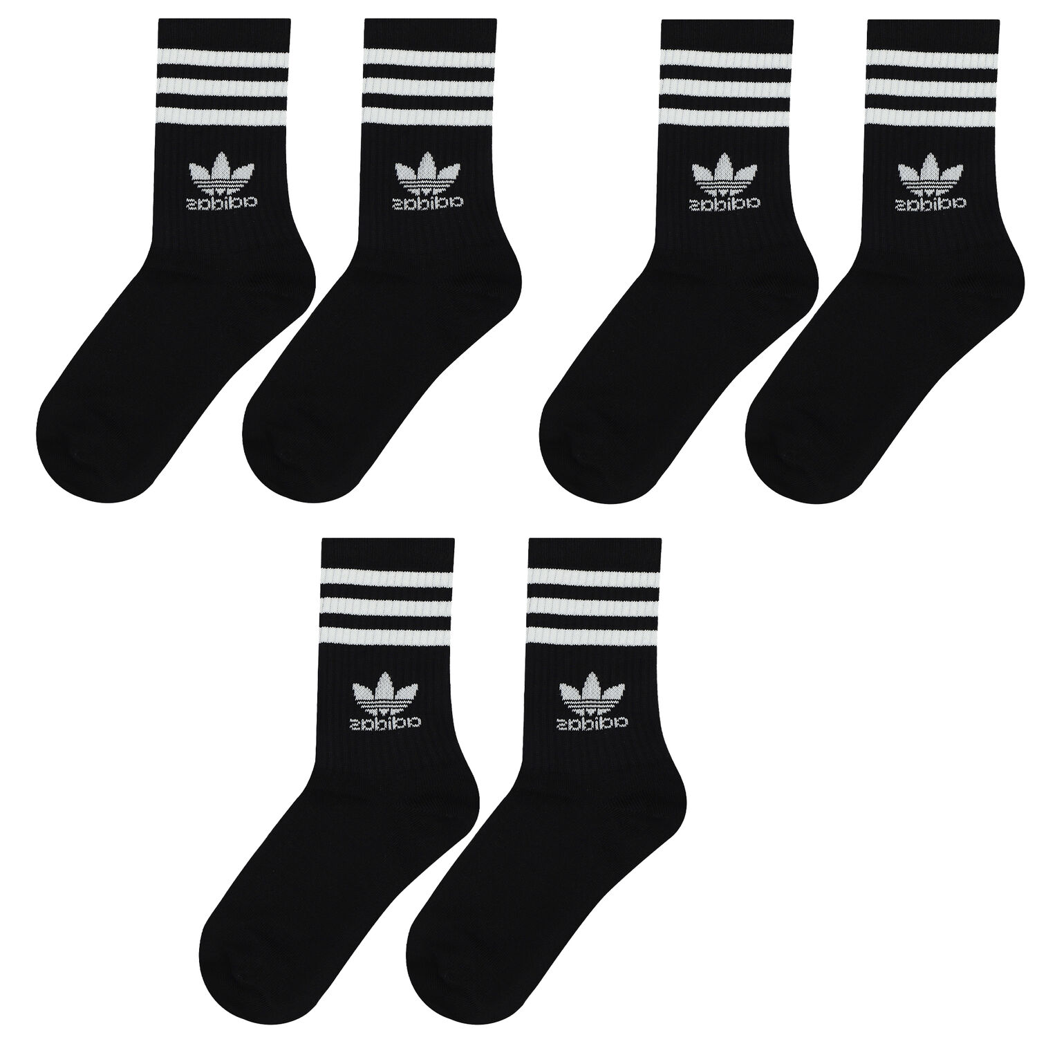 Black Logo Crew Socks ( 3-Pack ), 2, hi-res