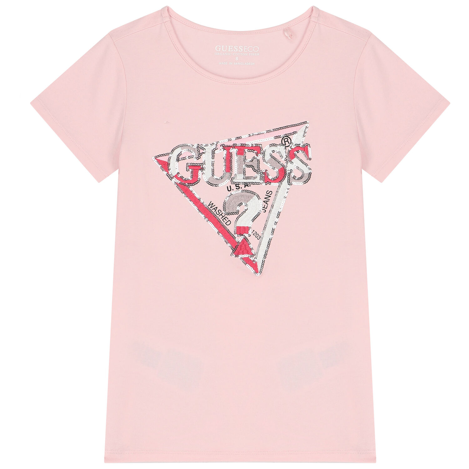 Girls Pink Embellished Logo T-Shirt, 2, hi-res
