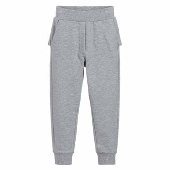 Girls Grey Ruffle Joggers