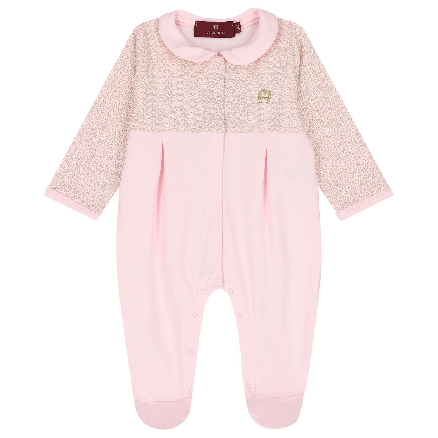 Baby Girls Pink & Gold Logo Babygrow, 3, hi-res