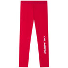 Girls Red Logo Leggings, 2, hi-res