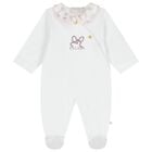 Baby Girls White Bow Logo Babygrow, 1, hi-res