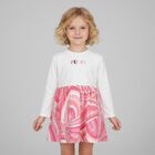 Girls Pink & White Logo Iride Dress, 2, hi-res