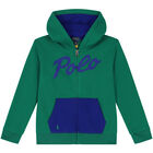 Boys Green Logo Zip Up Top, 1, hi-res