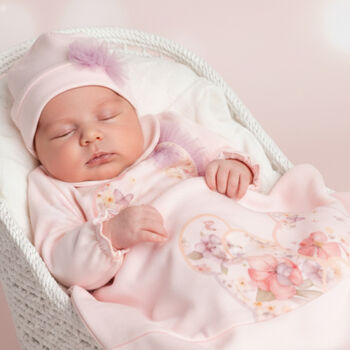 Baby Girls Pink Floral Babygrow Gift Set