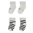 Baby Boys Grey & Navy Teddy Socks ( 2-Pack )Ã‚Â , 1, hi-res