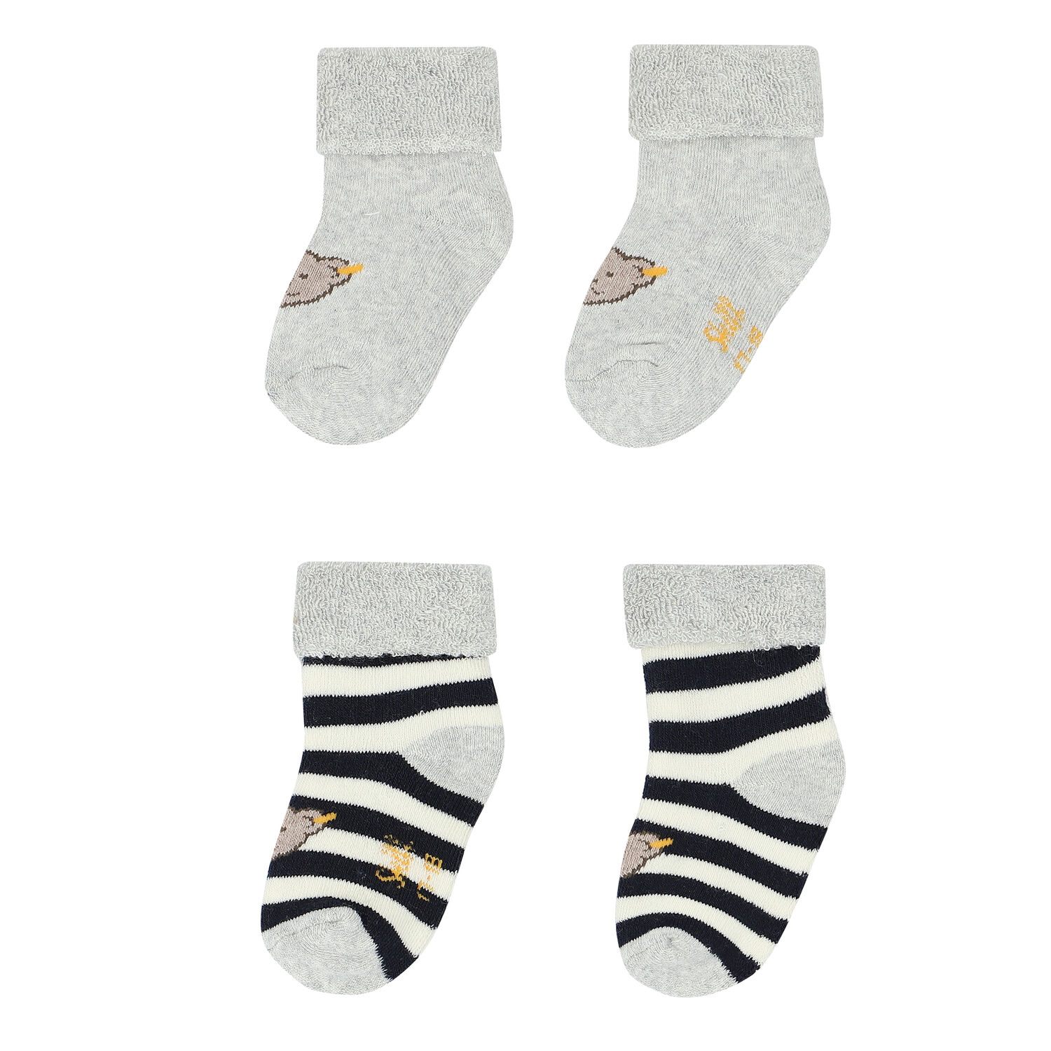 Baby Boys Grey & Navy Teddy Socks ( 2-Pack )Ã‚Â , 1, hi-res