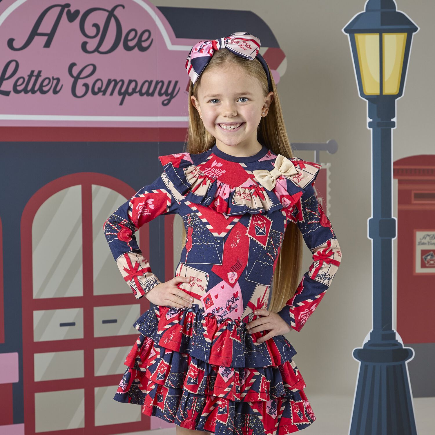 Girls Navy Blue Bow Headband, 1, hi-res