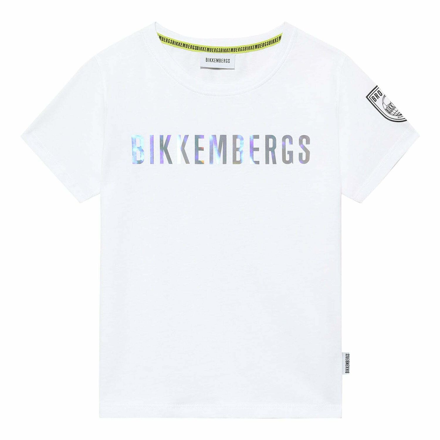 Boys White Holographic Logo T-shirt, 2, hi-res