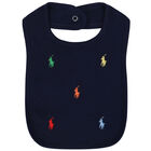 Baby Boys Navy Logo Bib, 1, hi-res