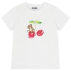 Girls White Teddy Bear T-Shirt, 3, hi-res