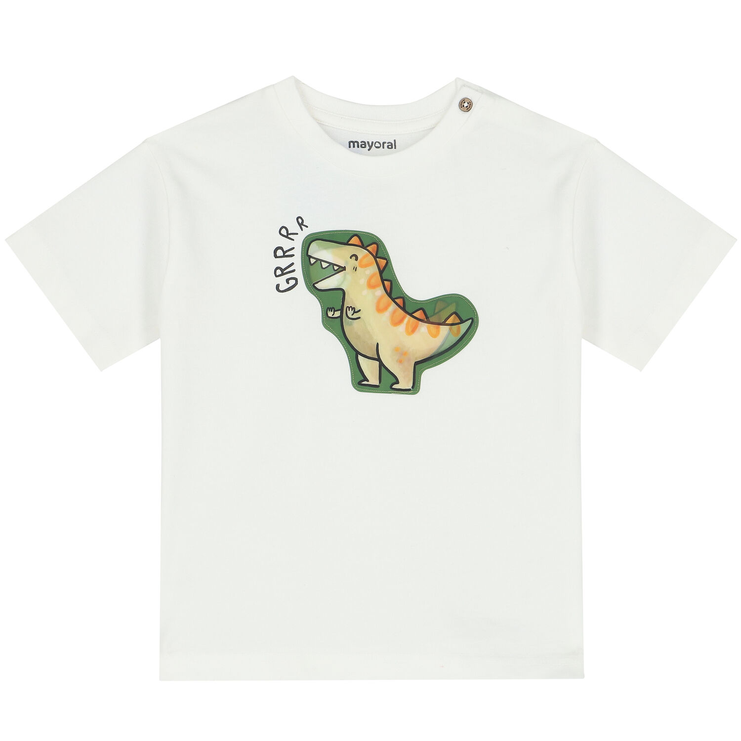 Younger Boys Ivory Dinosaur Holographic T-Shirt, 2, hi-res
