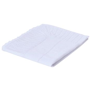 White Cotton Knit Baby Blanket