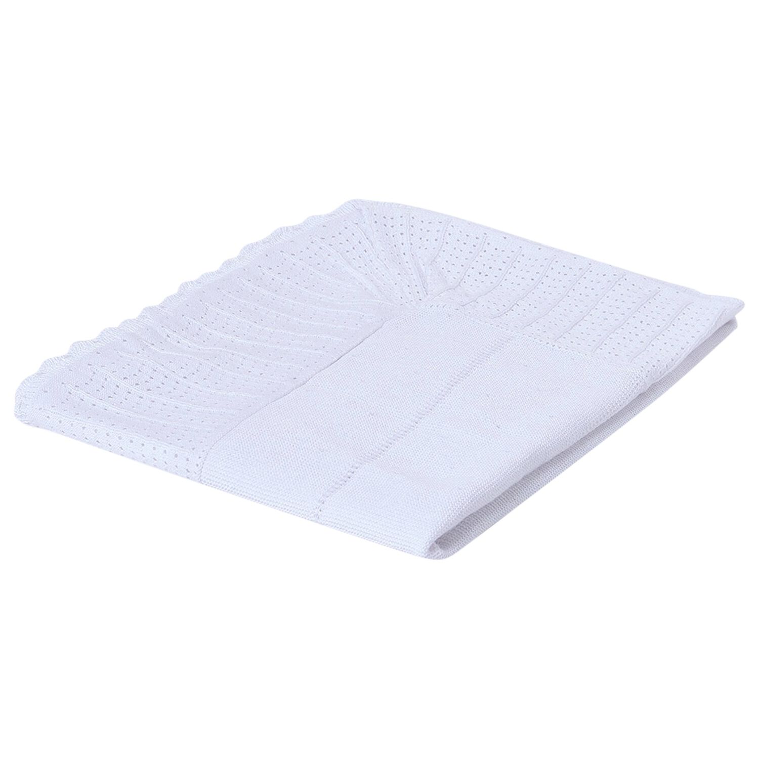 White Cotton Knit Baby Blanket, 3, hi-res image number null