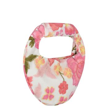 Girls White & Pink Embroidered Floral Handbag