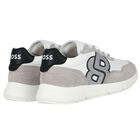 Girls White & Silver Logo Trainers, 1, hi-res