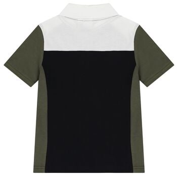 Boys Black, Green & White Logo Polo Shirt