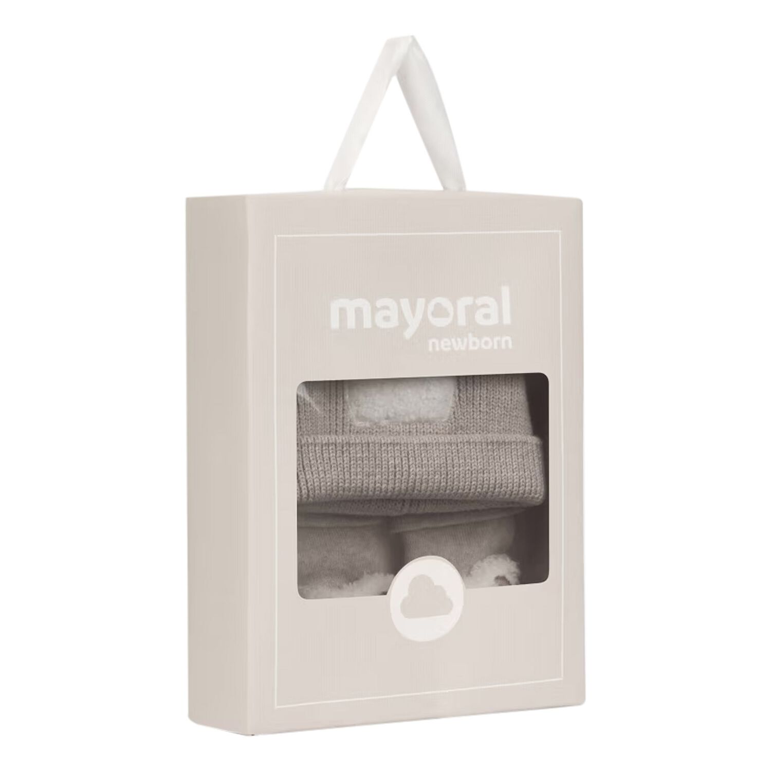 Beige Bear Hat & Socks Baby Set, 2, hi-res