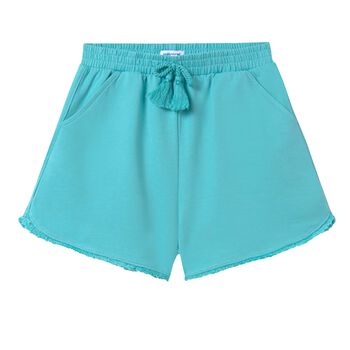 Girls Aqua Fringe Shorts