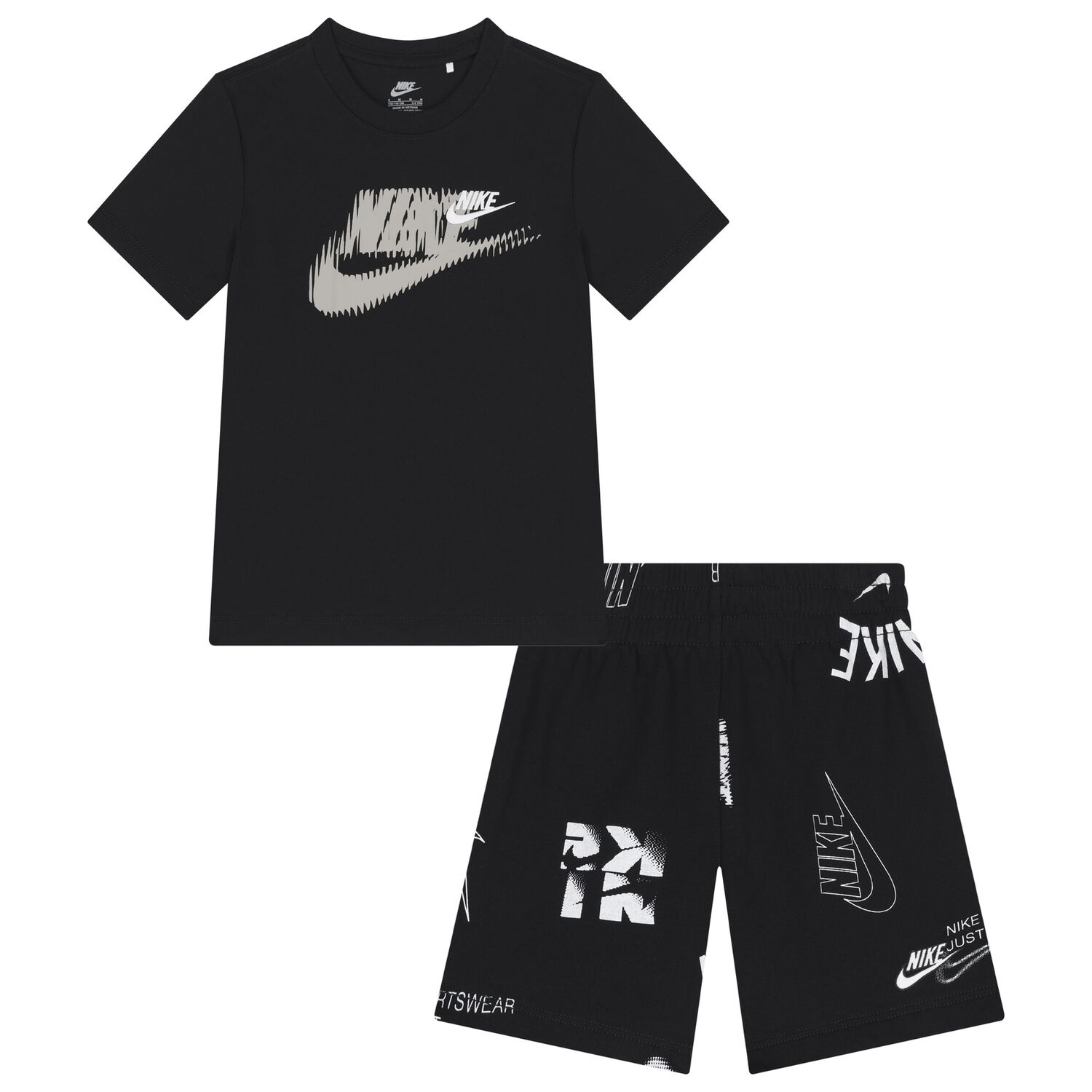 Boys Black Logo Shorts Set, 2, hi-res