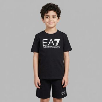 Boys Black Logo Shorts Set