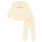 Beige Logo Younger Tracksuit, 3, hi-res