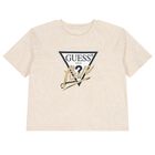 Girls Beige Logo T-Shirt, 1, hi-res