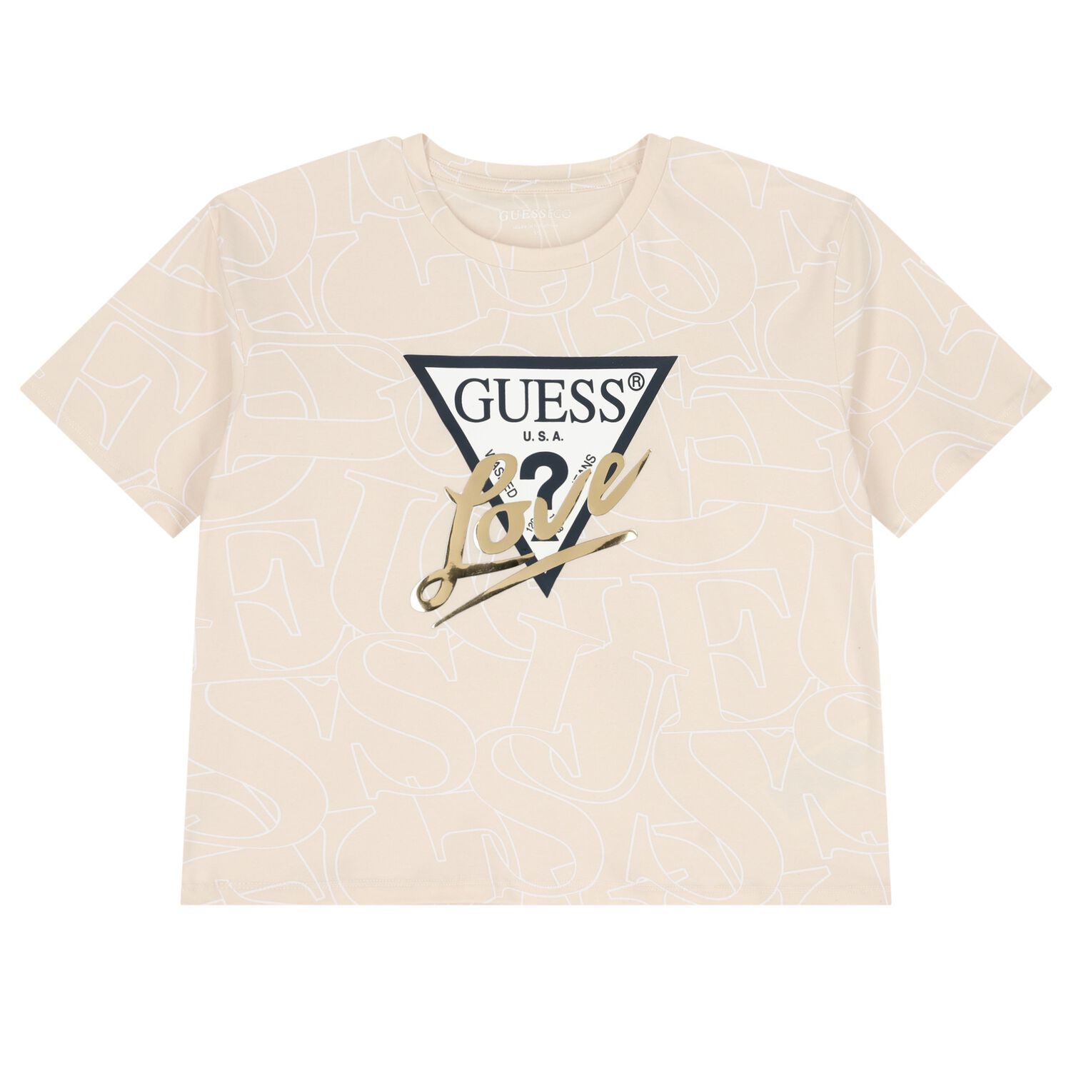 Girls Beige Logo T-Shirt, 1, hi-res