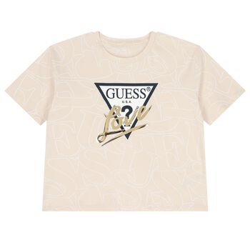 Girls Beige Logo T-Shirt