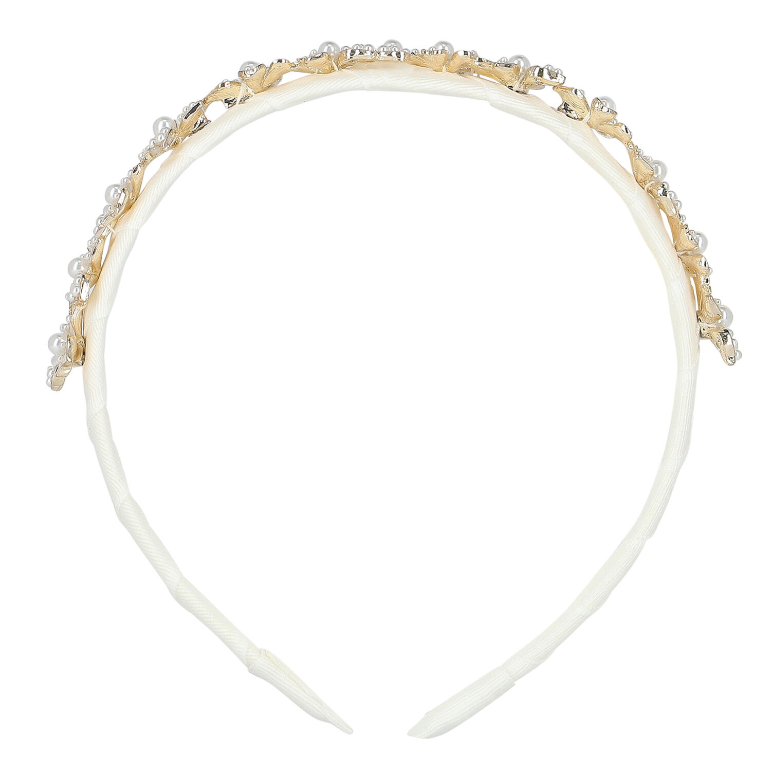 Girls Ivory Velvet Embellished Headband, 2, hi-res image number null