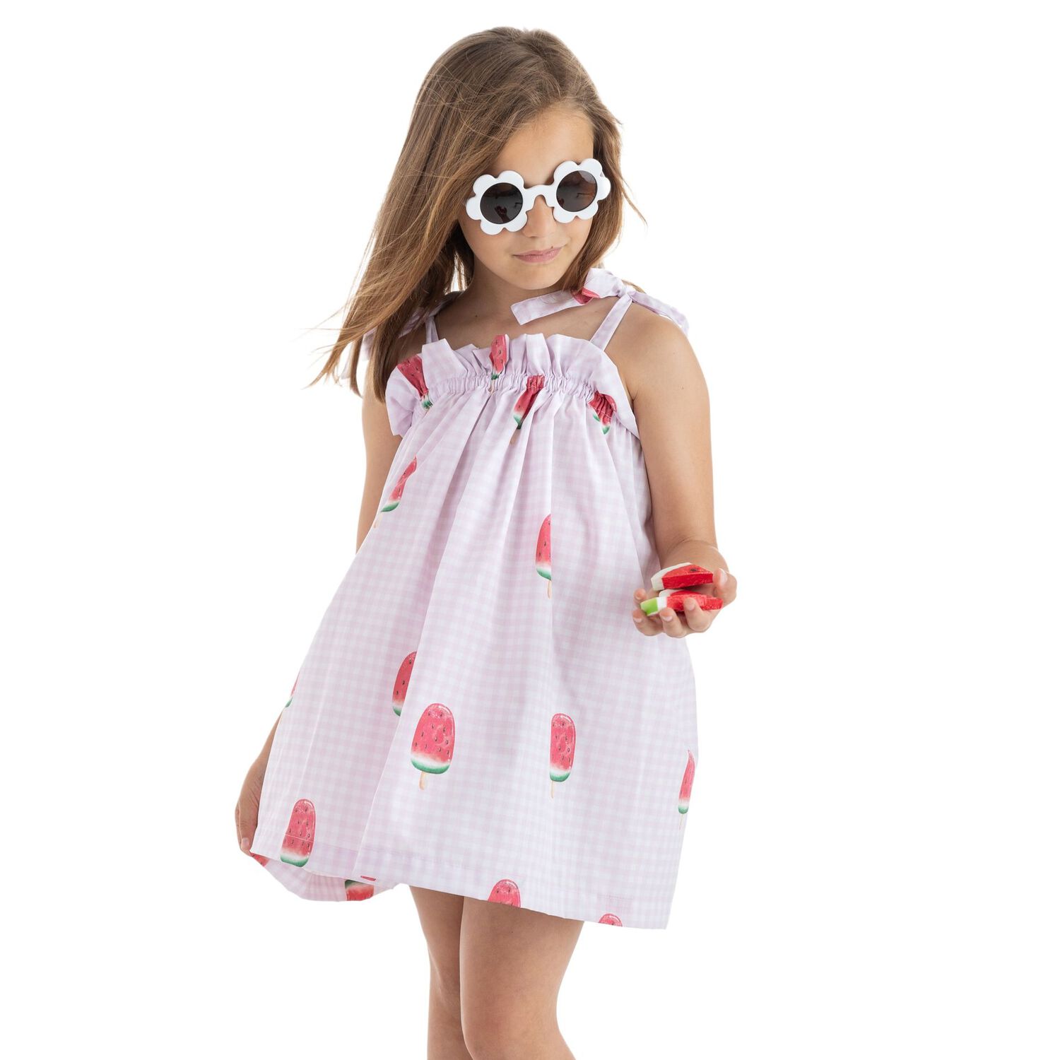 Girls Pink Watermelon Beach Dress, 3, hi-res image number null