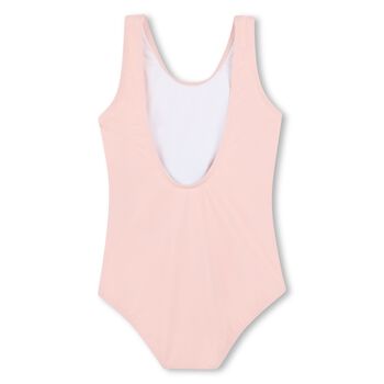 Girls Pink Flower Logo Swimsuit