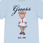 Girls Blue Cotton Bear Logo T-Shirt, 1, hi-res