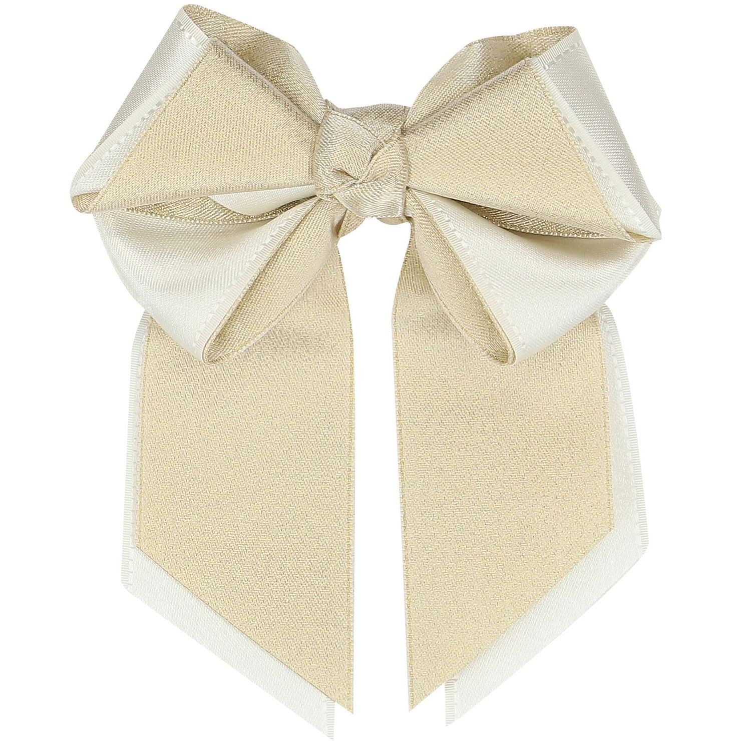 Girls Gold & Ivory Ribbon Bow Hair Clip, 1, hi-res image number null