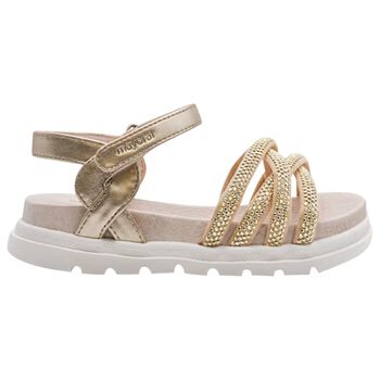 Girls Gold Logo Sandals 