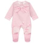 Baby Girls Pink Bow Babygrow, 1, hi-res