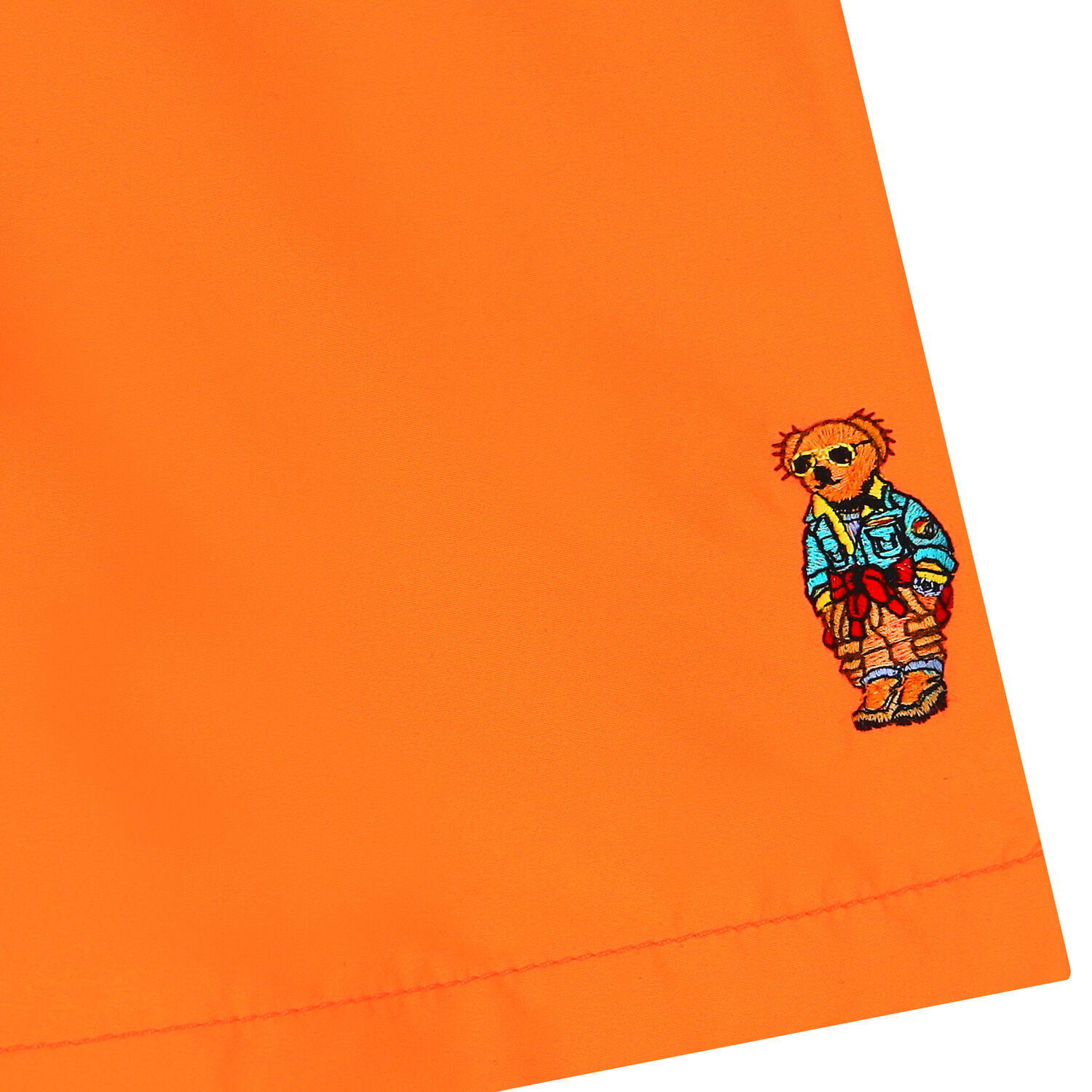 Boys Neon Orange Polo Bear Swim Shorts, 2, hi-res