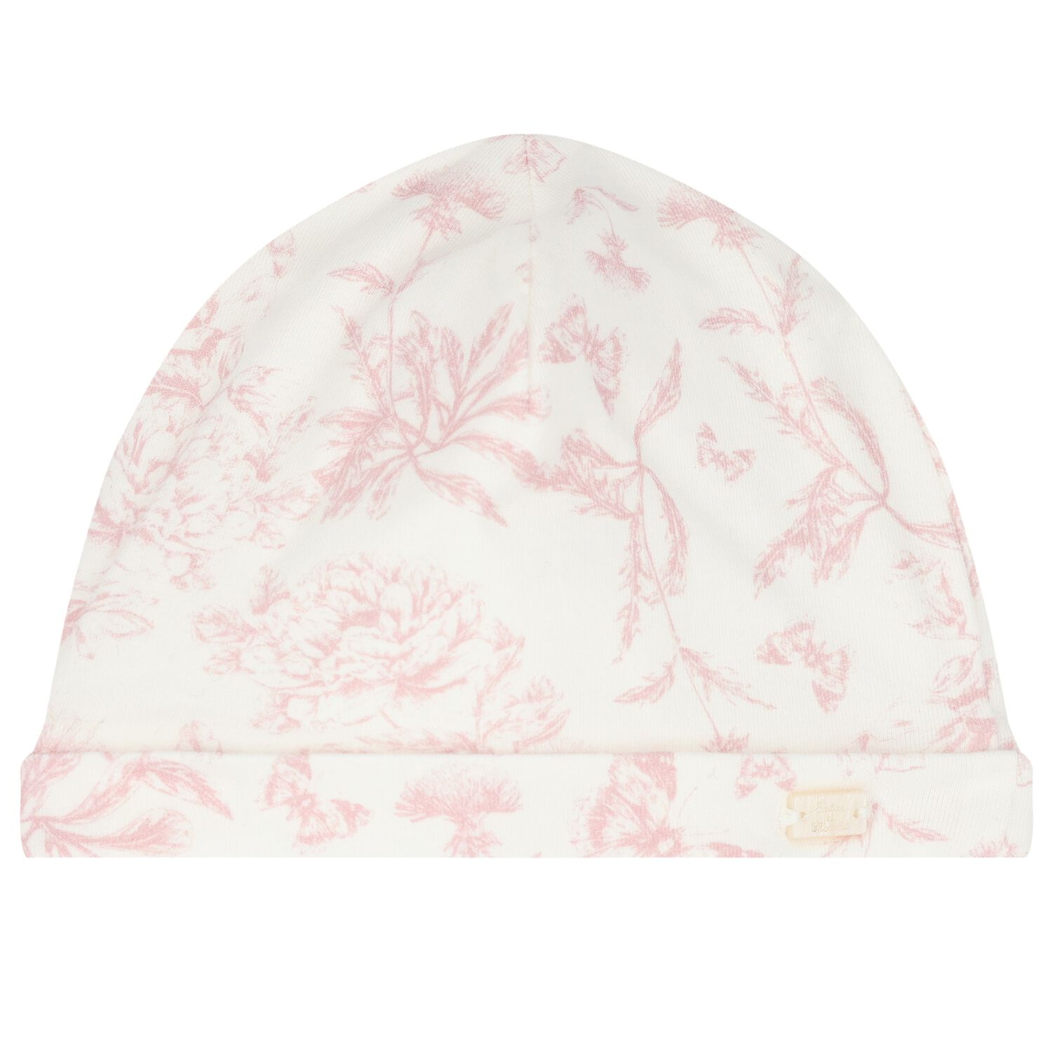 Baby Girls Ivory & Pink Toile Du Jouy Hat, 1, hi-res