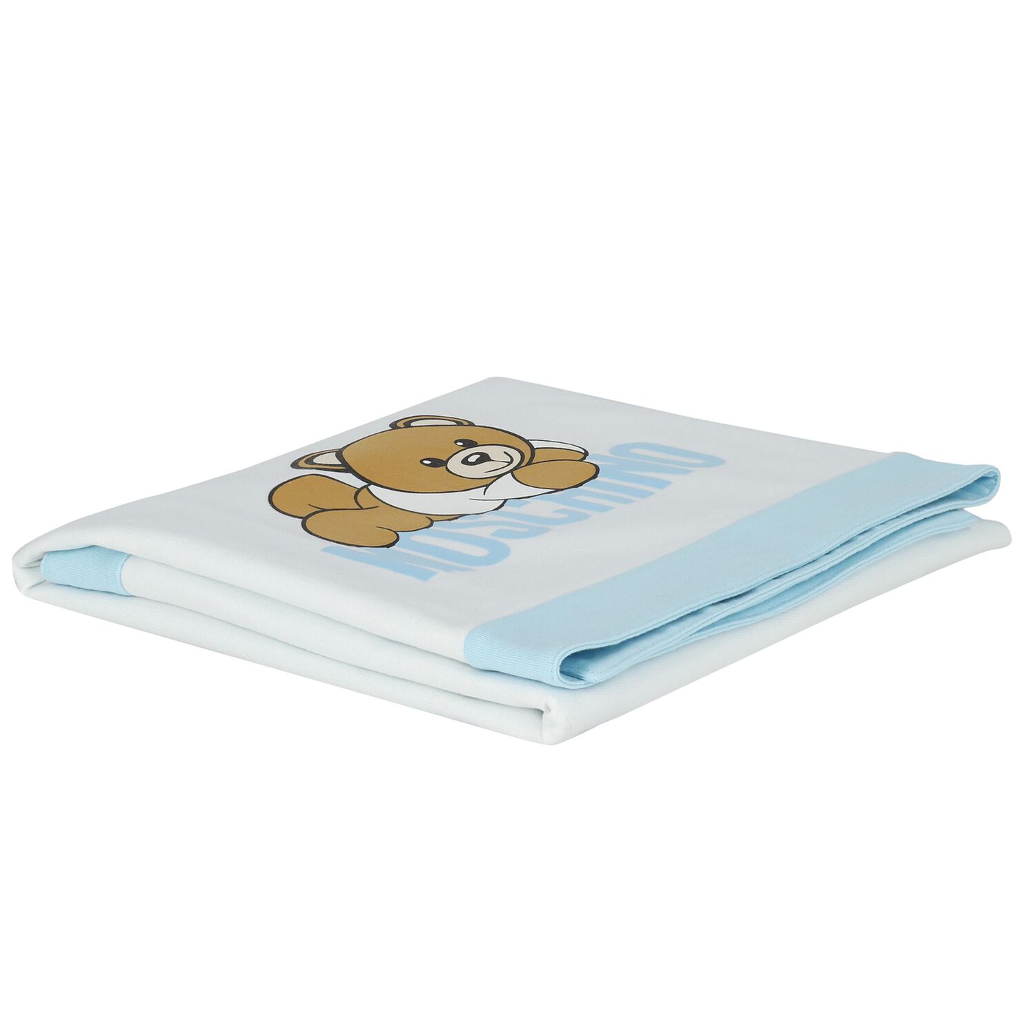 Blue & White Teddy Bear Logo Baby Blanket, 2, hi-res image number null