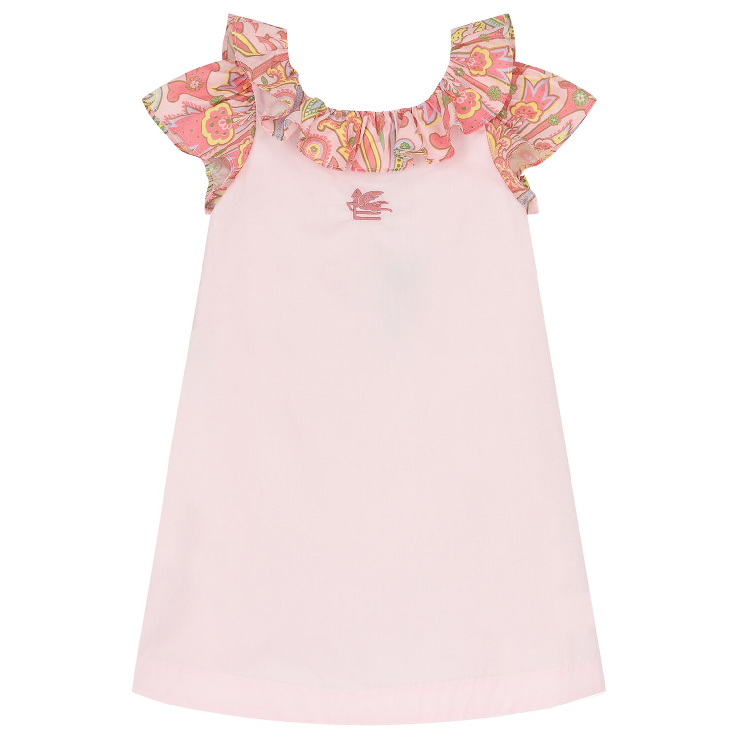 Girls Pink Ruffle Paisley Dress, 1, hi-res