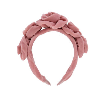 Girls Pink Velvet Roses Headband