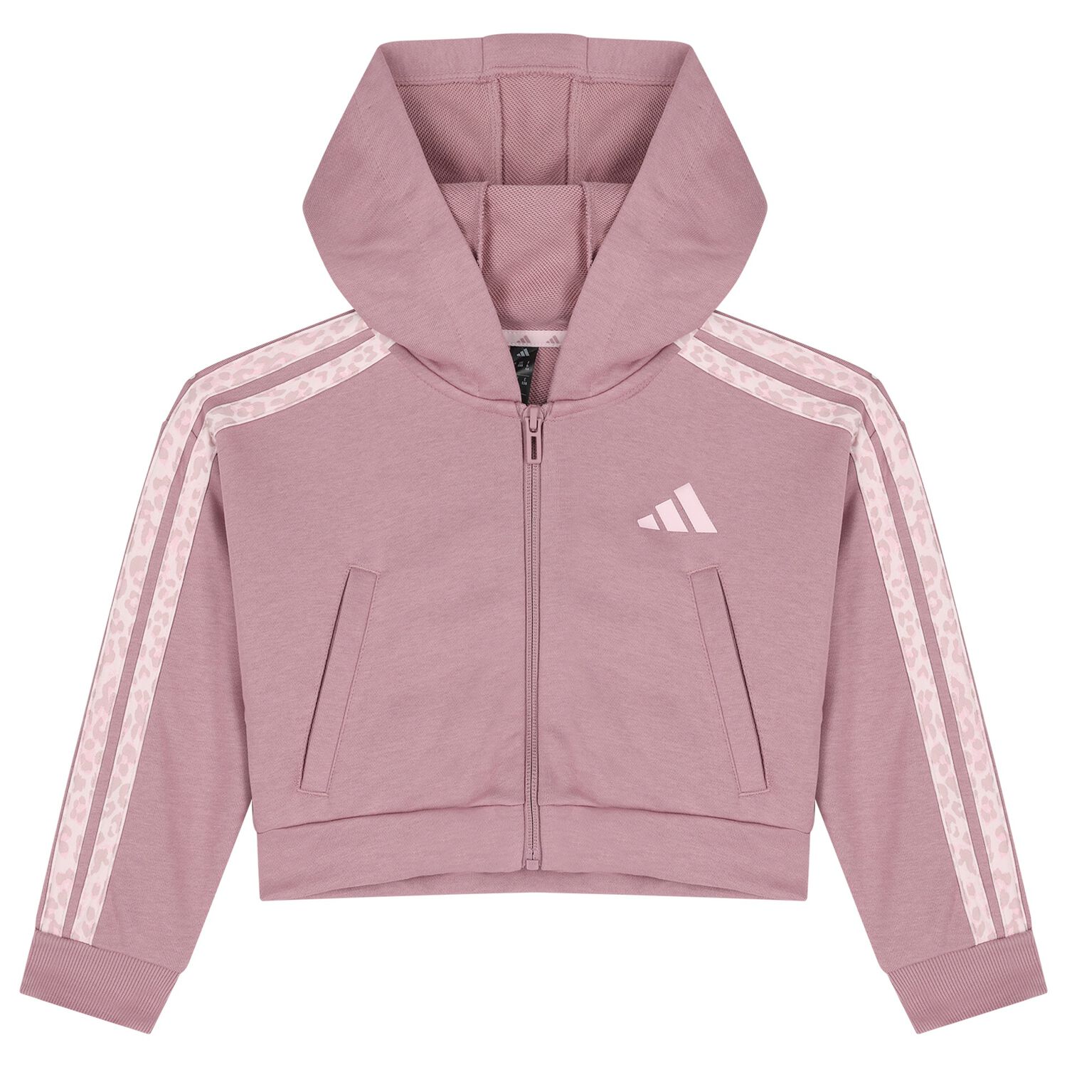 Girls Pink Logo Hooded Zip Up Top, 1, hi-res