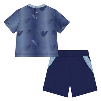 Younger Boys Blue Logo Shorts Set