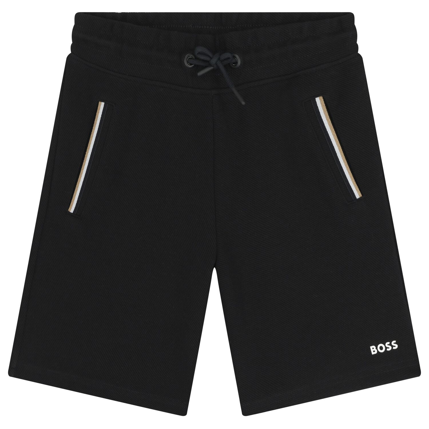 Boys Black Logo Shorts, 1, hi-res