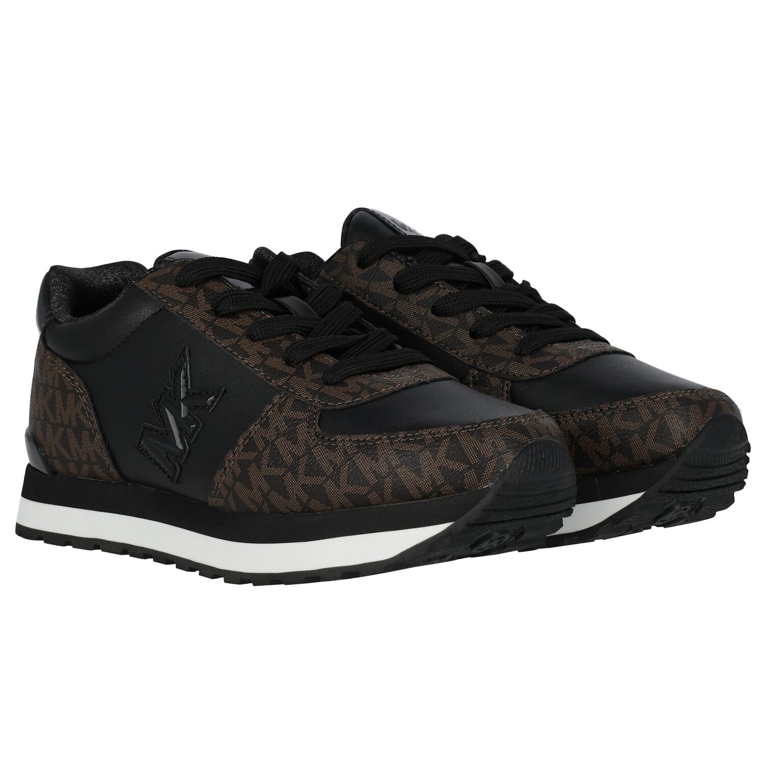 Girls Black & Brown Logo Trainers, 1, hi-res image number null