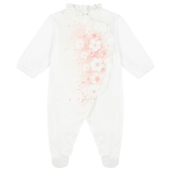 Baby Girls Ivory Floral Babygrow