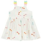 Younger Girls White Embroidered Bow Dress Set, 1, hi-res