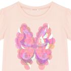 Girls Pink Butterfly Sequin T-Shirt, 1, hi-res