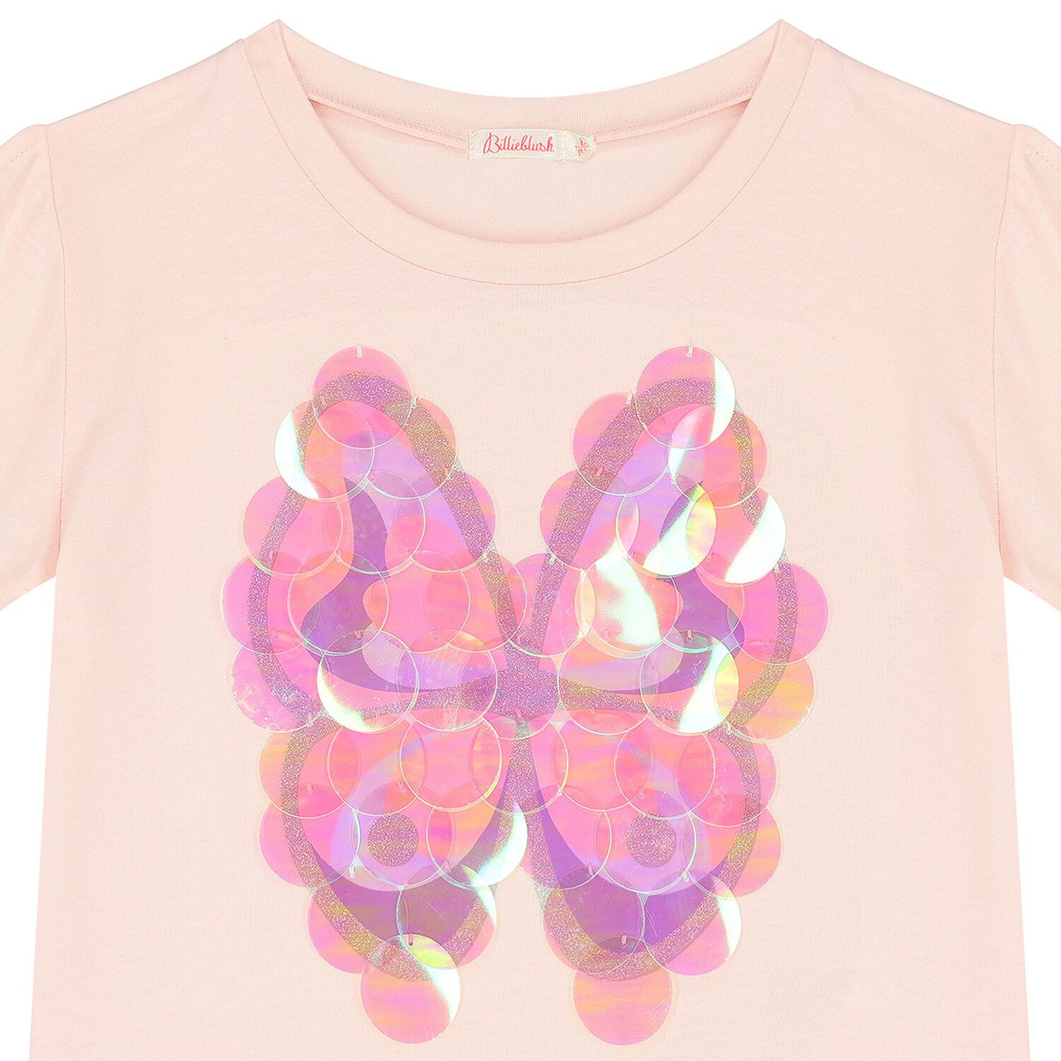 Girls Pink Butterfly Sequin T-Shirt, 1, hi-res